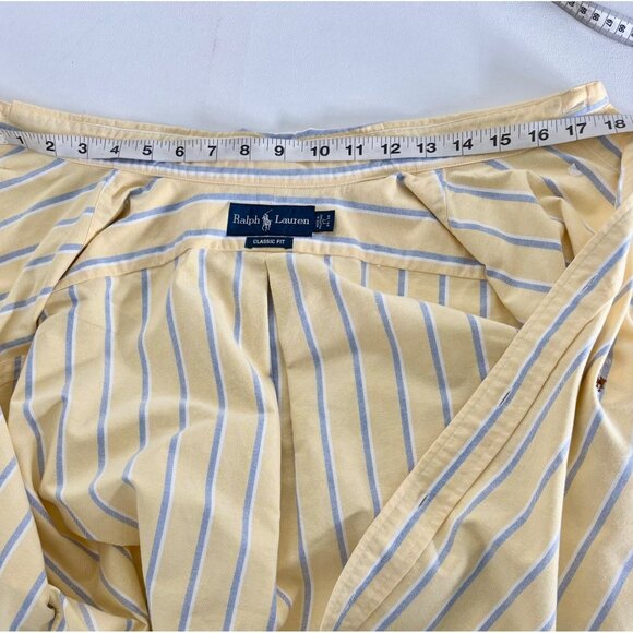 Ralph Lauren Shirt XXL Classic Fit Yellow Blue Stripe Oxford Preppy Old Money - Picture 12 of 16